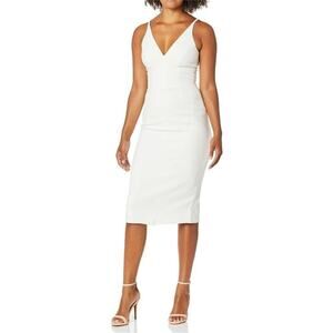 NWT Dress the Population Lyla Sleeveless Midi Sheath Dress Off White Small